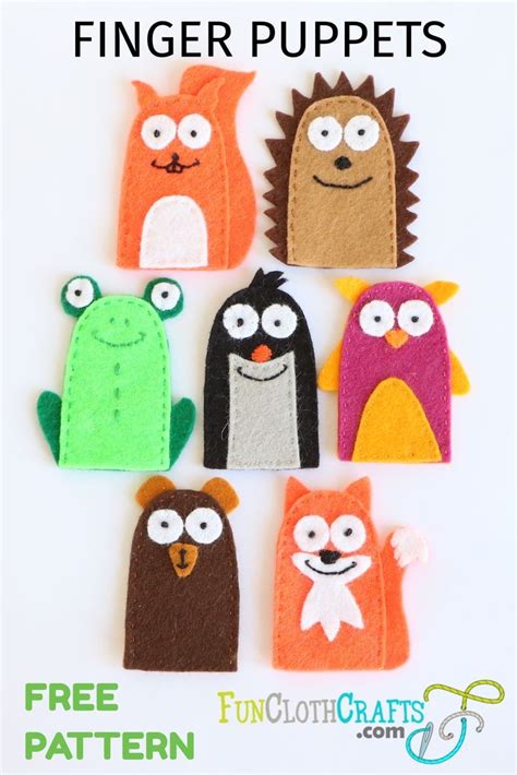 DIY Easy Woodland Finger Puppets - FREE PATTERN | Felt crafts patterns, Finger puppet patterns ...