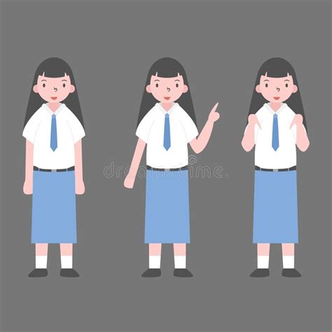 Indonesian Female High School Student Poses Stock Illustration ...