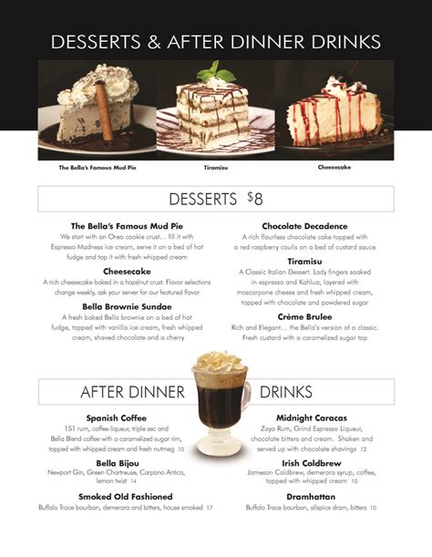 Dessert Menu - Bella Union