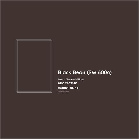 Sherwin Williams Black Bean (SW 6006) Paint color codes, similar paints and colors - colorxs.com