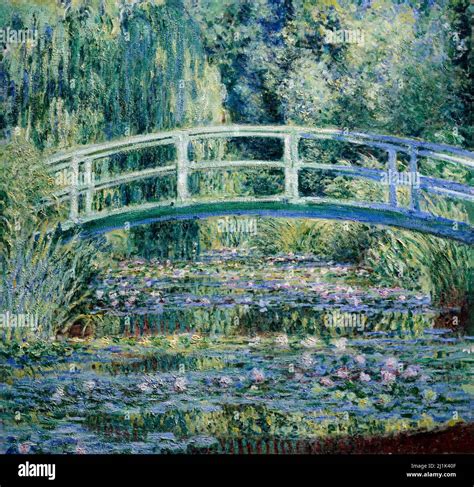 Claude Monet's Water Lilies and Japanese Bridge (1899) famous painting Stock Photo - Alamy