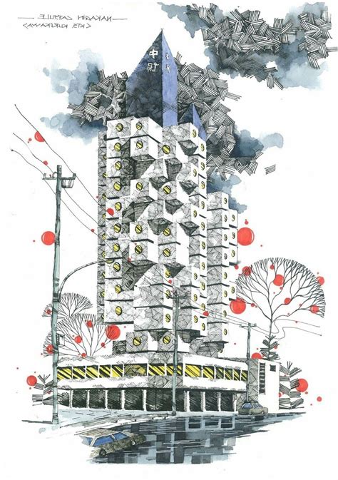 Nakagin capsule tower | Póster gráfico, Blog de dibujo, Arquitectura