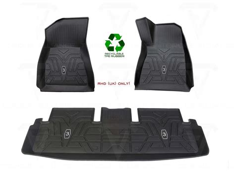 Tesla Model 3: All-Weather Interior Floor Mats (Premium Recyclable rub - Torque Alliance