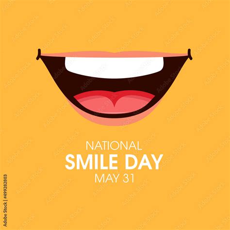 National Smile Day greeting card with big smile vector. Smiling mouth ...