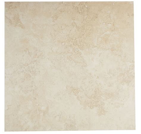 Castle Travertine Cream Stone Effect Ceramic Wall & Floor Tile, Pack of 5, (L)450mm (W)450mm ...