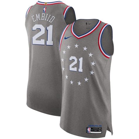 Nike Joel Embiid Philadelphia 76ers Gray 2018/19 Authentic Jersey – City Edition