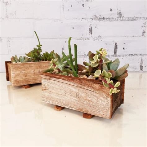 Handmade Reclaimed Wood Succulent Planter Box - Small Planter Wedding ...