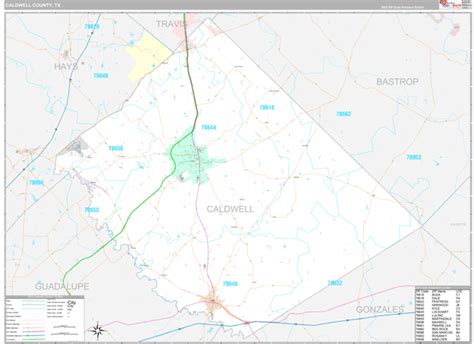 Caldwell County, TX Wall Map Premium Style by MarketMAPS - MapSales