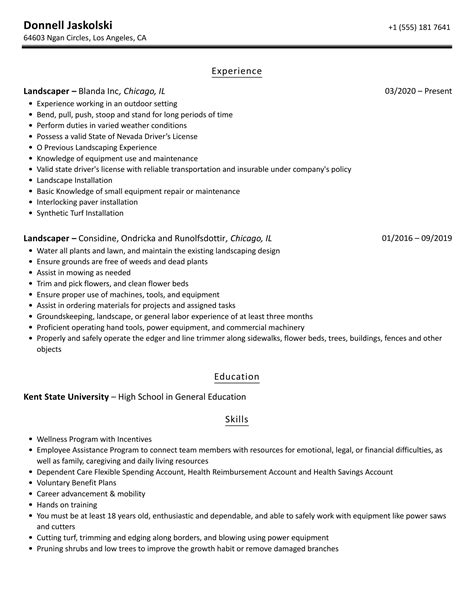 Landscaper Resume Samples | Velvet Jobs