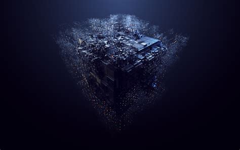 Download wallpaper 1680x1050 artistic, sci-fi dark cube, abstract, 16: ...