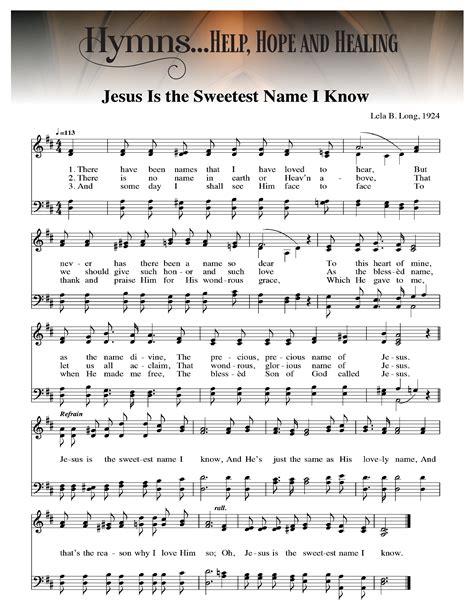 Jesus Is The Sweetest Name I Know