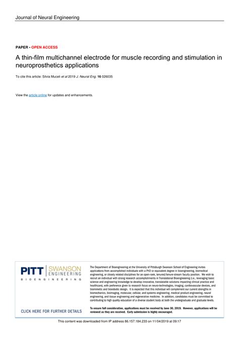 (PDF) A thin-film multichannel electrode for muscle recording and stimulation in ...