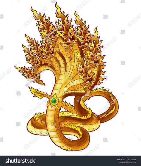 Nineheaded Serpent Religious Cartoon Drawing: ภาพประกอบสต็อก 2234183549 ...