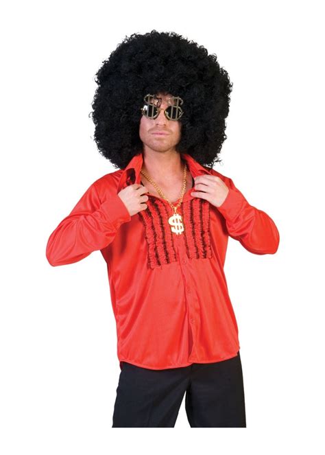 Mens Red Disco Party Shirt - 1970s Costumes