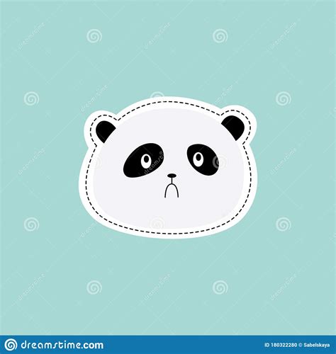 Cute Sad Panda Face Sticker - Isolated Cartoon Animal Head Stock Vector - Illustration of ...