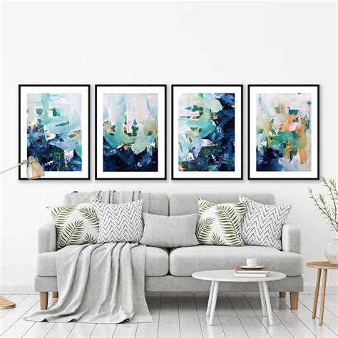 Modern Abstract Art Set Of Four Framed Prints A2 | Large abstract wall art, Modern abstract ...