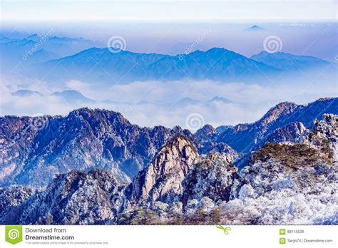 Winter Sunrise Landscape in Huangshan National Park. Stock Photo - Image of breathtaking, east ...