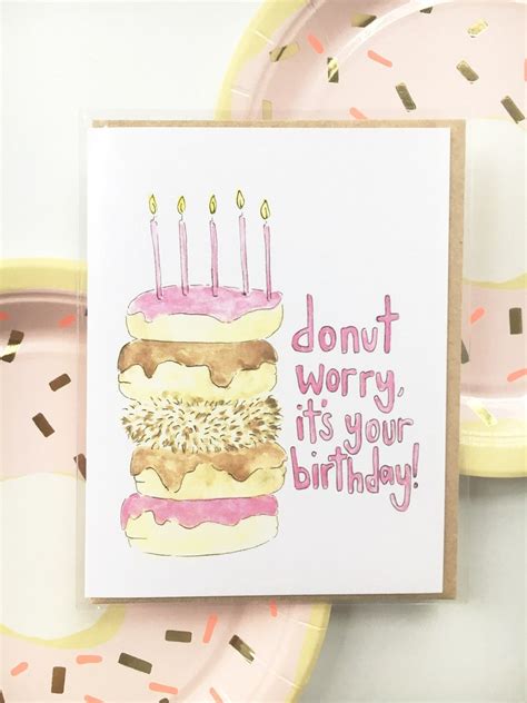 Donut Birthday Card, Doughnut Note, Celebrate Donuts, Sweet Tooth Card ...