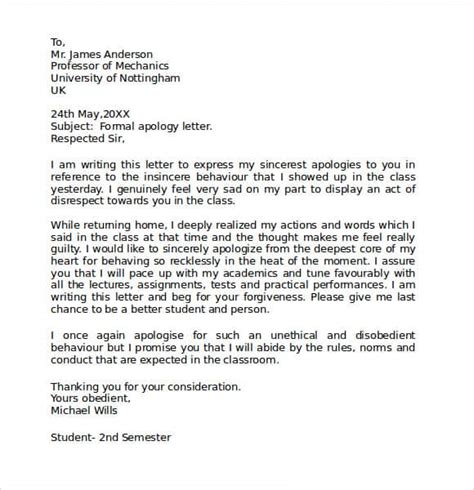 18+ Apology Letter Samples (Sorry Letters) - Writing Letters Formats & Examples