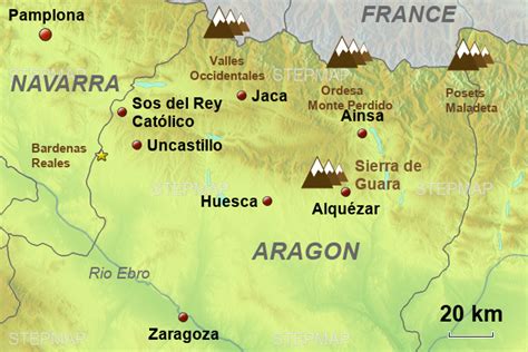 StepMap - Aragon Pyrenees - Landkarte für Spain