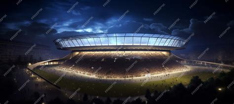 Premium Photo | Football stadium at night An imaginary stadium is ...