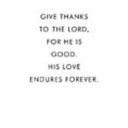 Psalm 136 1 - Minimal Bible Verses 2 - Christian - Bible Quote Poster ...