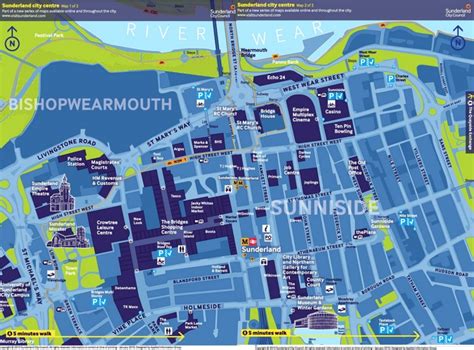 Sunderland city centre tourist map