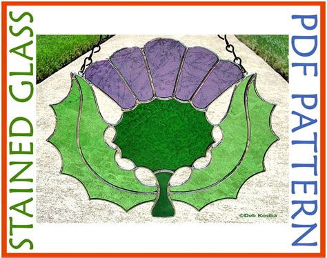 Scottish Thistle Easy Stained Glass Pattern, Scotland Flower Suncatcher Downloadable PDF, Simple ...