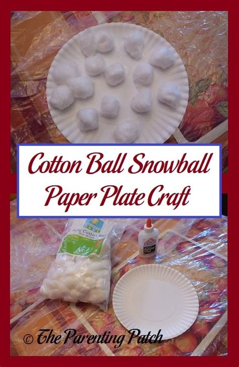 Cotton Ball Snowball Paper Plate Craft