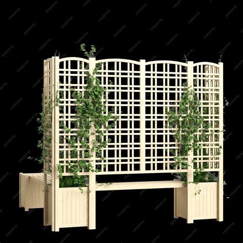 Premium Photo | 3d illustration of bench planter with trellis light ...