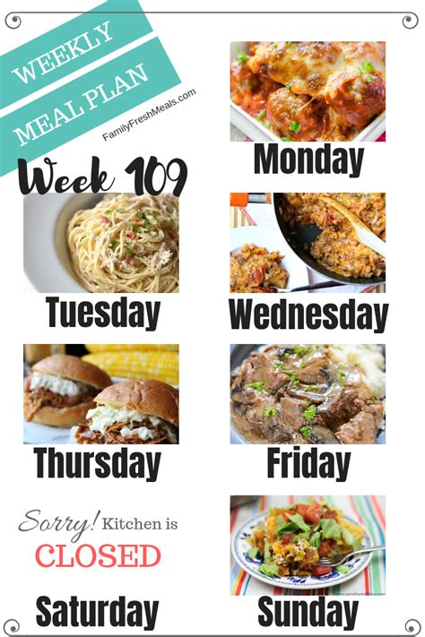 Easy Weekly Meal Plan Week 109 - Family Fresh Meals