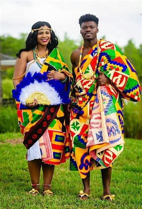 Clipkulture | Ghanaian Couple Draping Kente Cloth with Adinkra Symbols