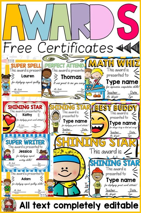 STUDENT AWARD CERTIFICATES - Classroom Freebies | Student awards ...