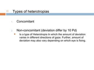 Inconcomitant strabismus types and different tests | PPT