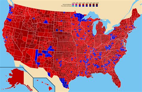 1984 United States presidential election results by county [1513 x 983 ...