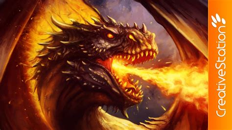 Fire dragon - Digital Painting (#Photoshop) | CreativeStation - YouTube