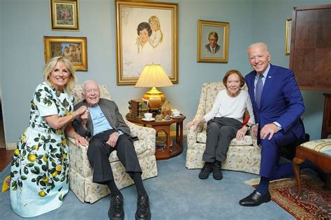 Jimmy Carter, Wife Rosalynn Smile in Photo of Visit With Joe and Jill ...