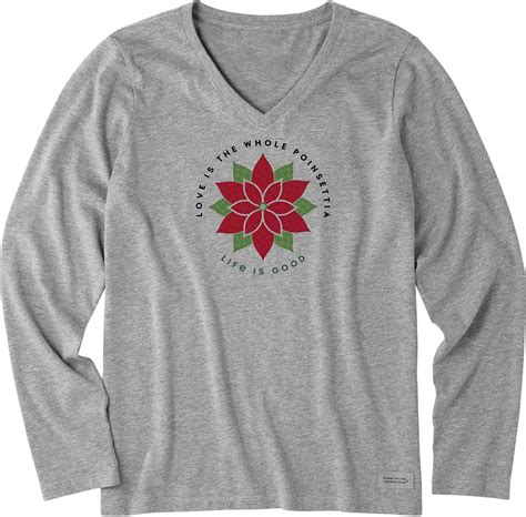 Life Is Good - Life Is Good Womens Poinsettia Crusher Long Sleeve T ...