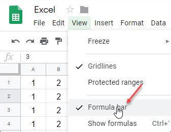 How to Show or Hide Formula Bar in Google Sheets - ExcelNotes