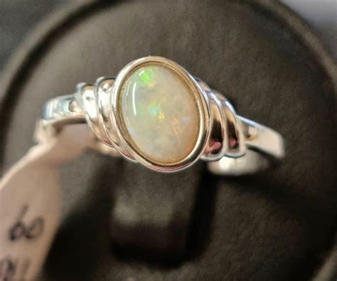 Solid White Opal Sterling Silver Ring