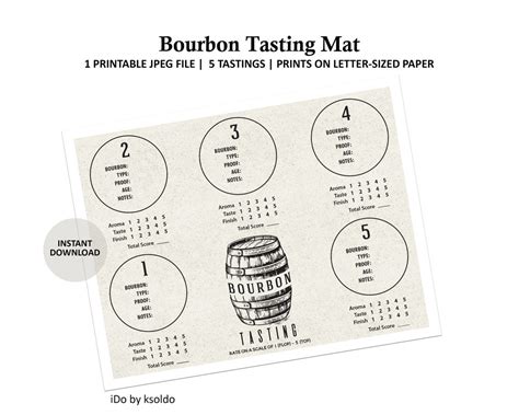 Bourbon Tasting Mat for 5 Tastings Bourbon Tasting Party | Etsy