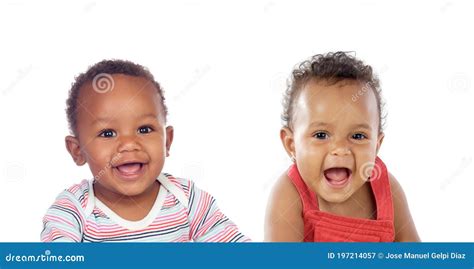 Two funny babies laughing stock image. Image of cute - 197214057