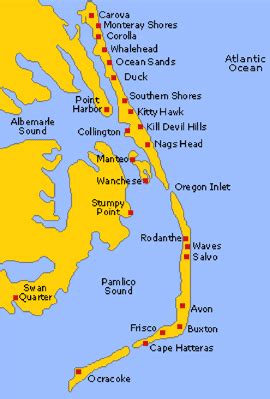 A Map Of The Outer Banks - Map Of Counties Around London