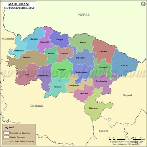 Madhubani Tehsil Map, Bolcks in Madhubani