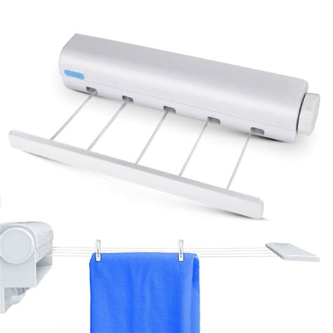 Clothes Line Dryer Retractable Wall Mounted Clothesline Drying Rack Rope Bathroom Laundry Dryer ...
