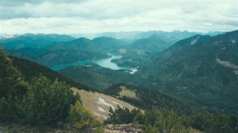 Wallpaper mountains, lake, view from above hd, picture, image