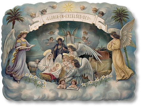 Celestial Nativity - PaperModelKiosk.com | Christmas art, Vintage christmas, Vintage christmas cards