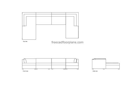 Double Chaise Sofa - Free CAD Drawings