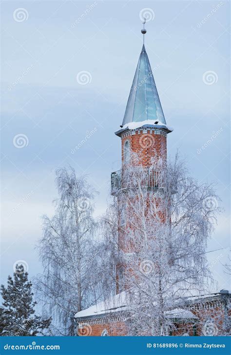 Photo of Brick Mosque in the Tyumen Region, Russia, Winter La Stock Photo - Image of area ...