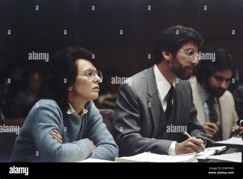 Billie Jean King is shown during her trial against Marilyn Barnett in Los Angeles, Dec. 11, 1981 ...